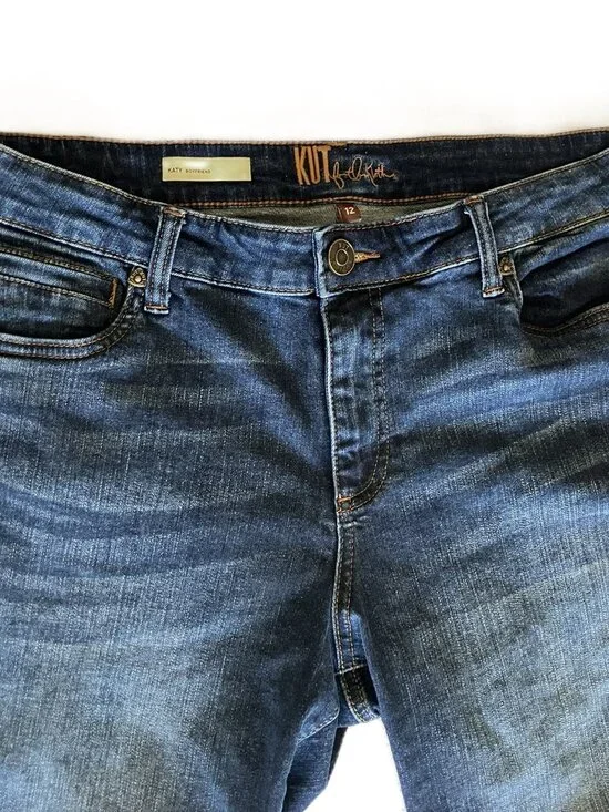 KUT from the Kloth "Katy" Boyfriend Jeans | Women's Size 12 | Medium Blue Wash - Picture 3 of 11